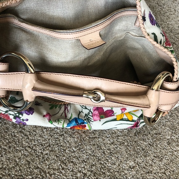 Authentic Gucci Floral Horsebit Hobo Bag Large - Picture 8 of 14